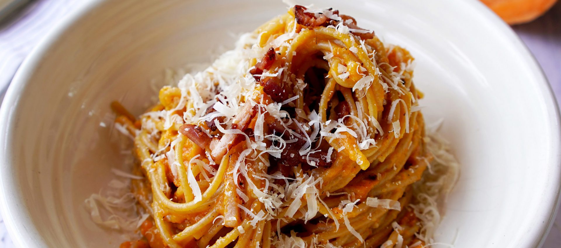 Healthier Sweet Potato and Spelt Carbonara